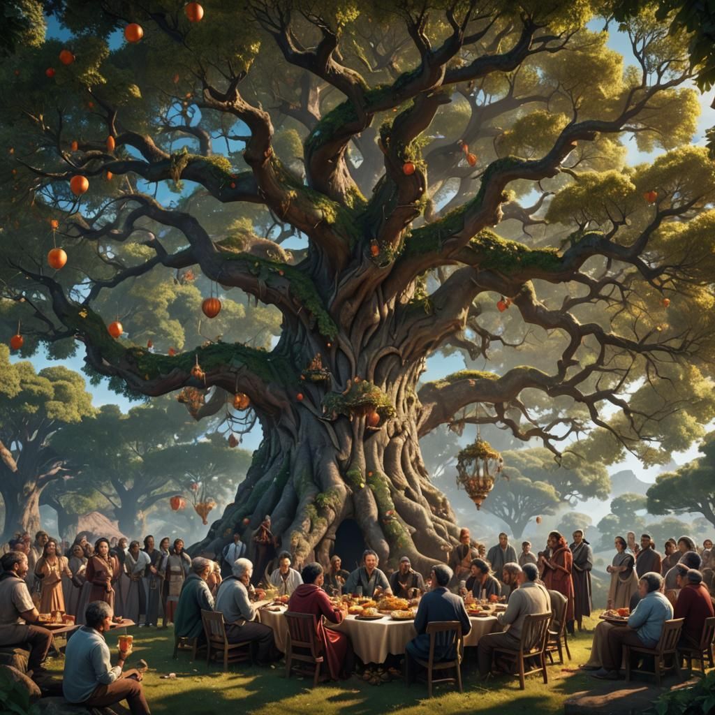Diverse Group Celebrates Life in Detailed Matte Painting