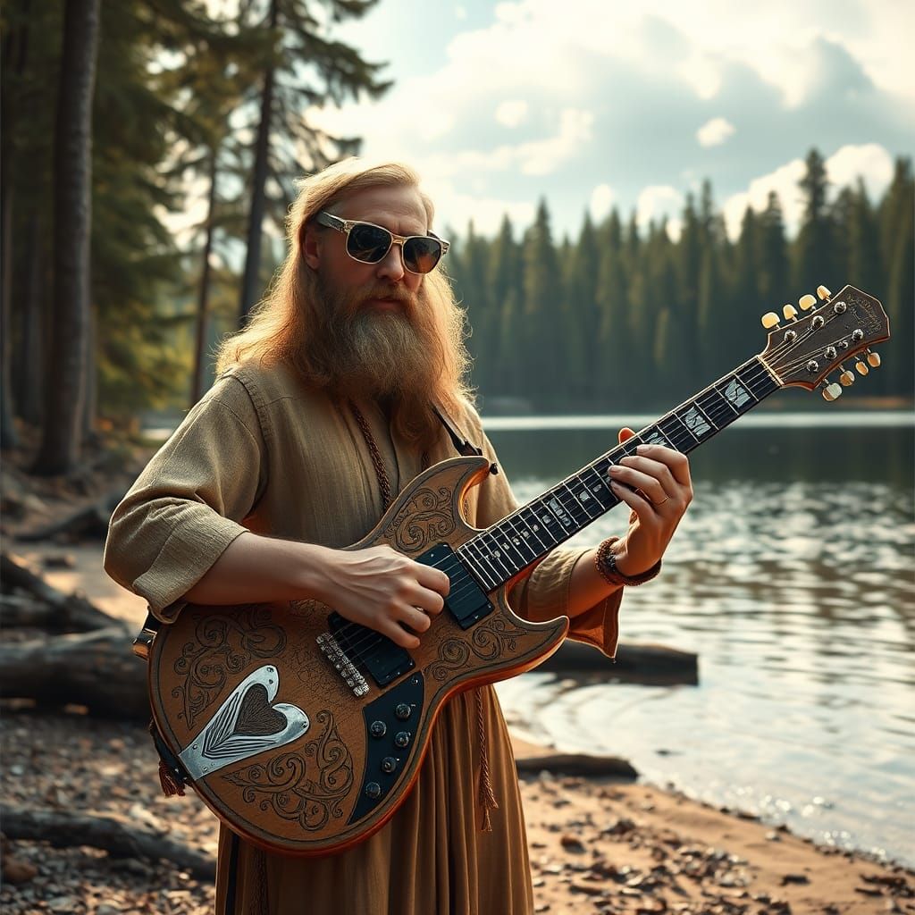 Väinämöinen Plays Electric Guitar by Forest Lake