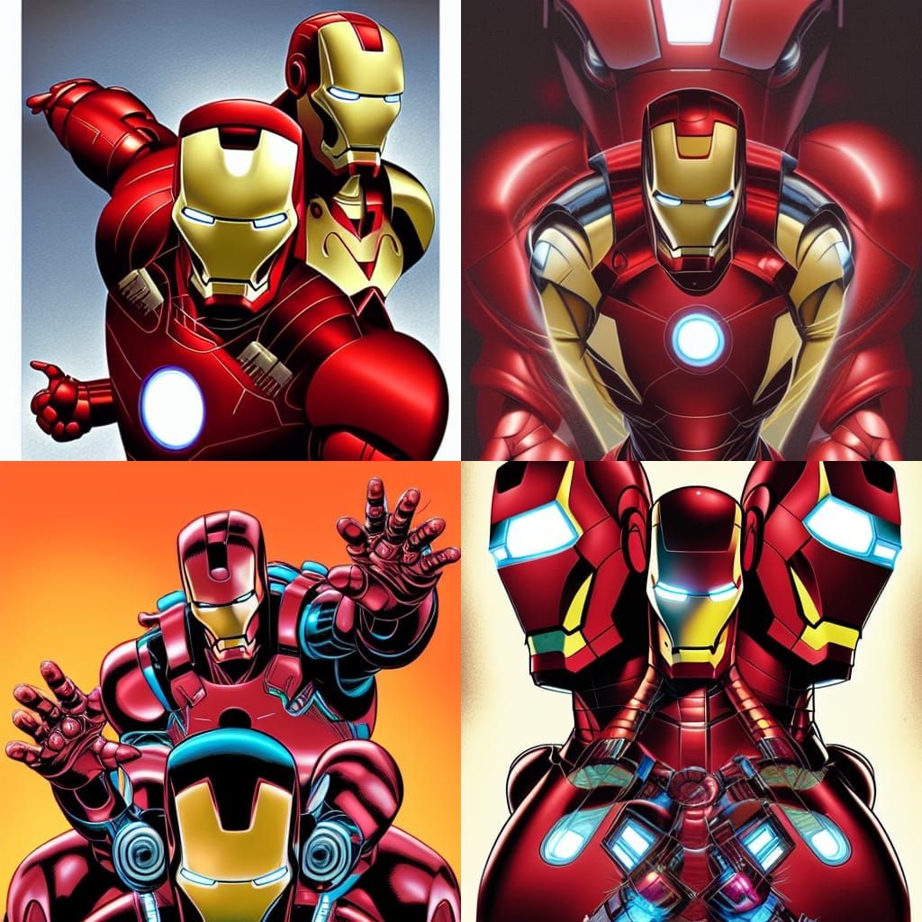 Three-Headed Iron Man Comic Book Art