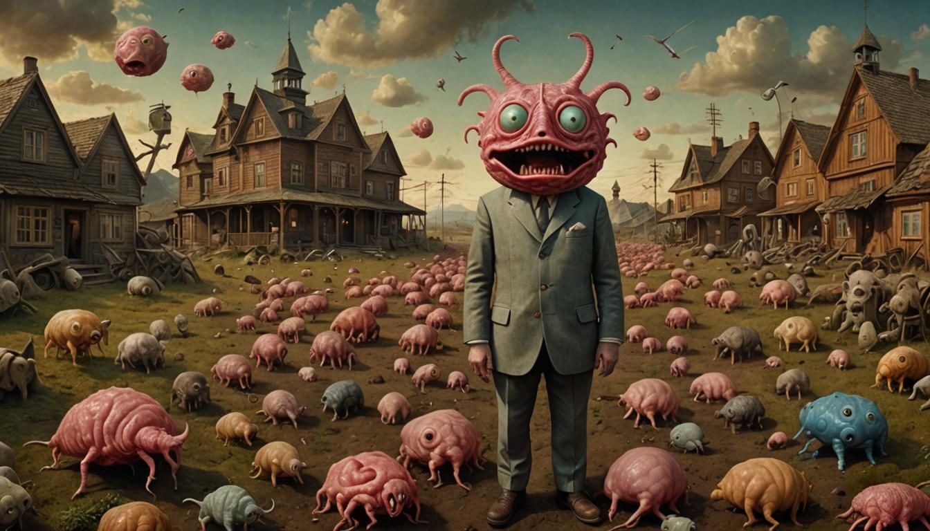 Disturbing Deepdream Portrait in Mixed Media Style