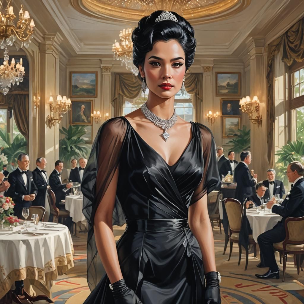 Elegant Woman with Diamonds, Detailed Matte Painting