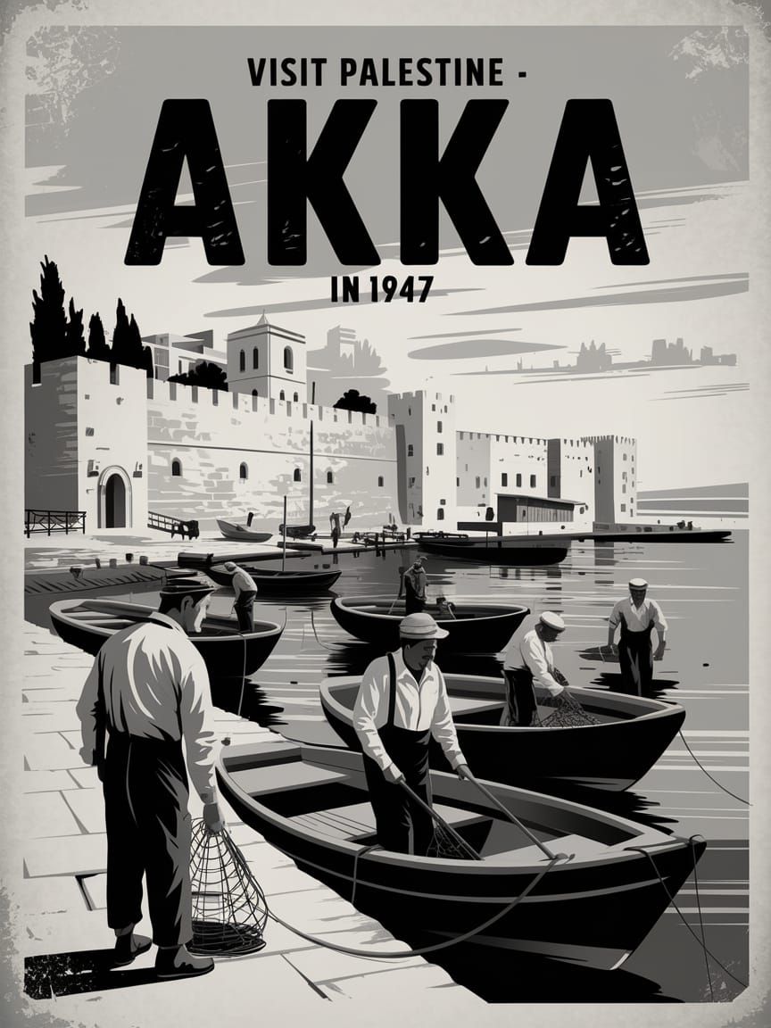 Retro Travel Poster: Akka, Palestine in 1947