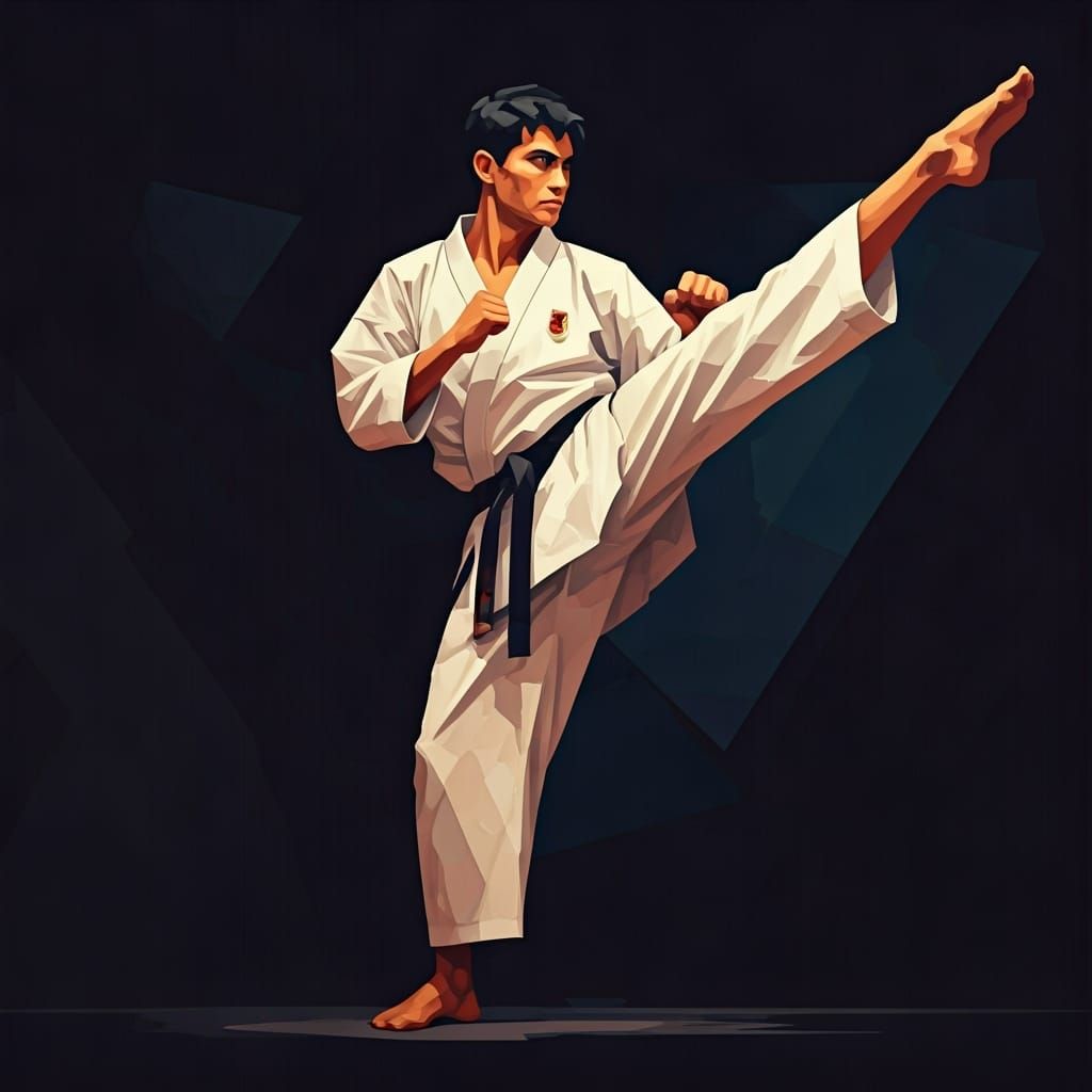 Abstract karate movement