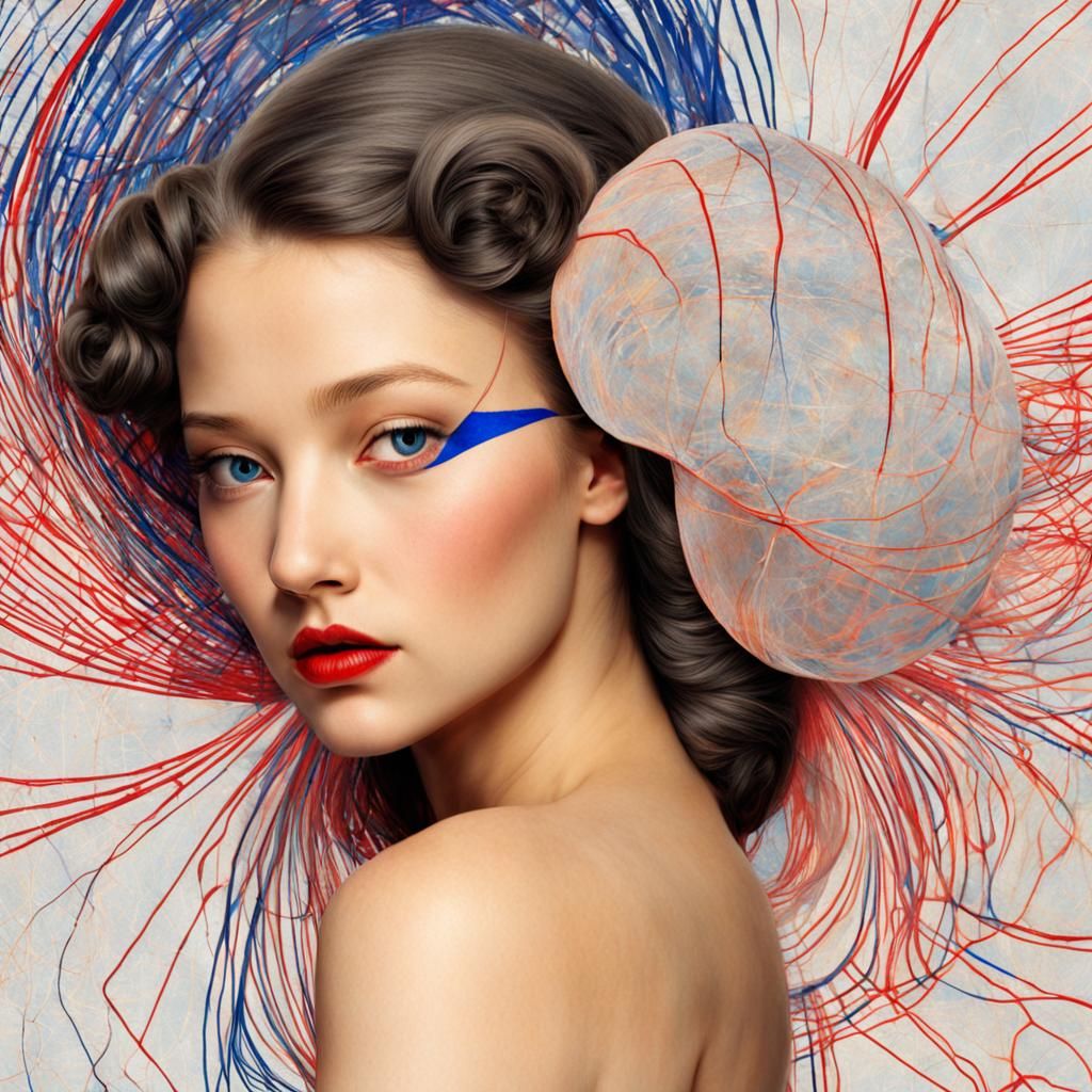 Abstract Painting Blending Red, Yellow and Blue in Magical R...