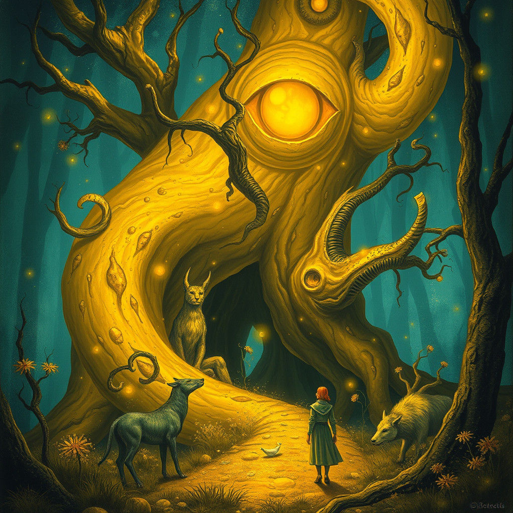 Surreal Wildwood Art with Glittering Effect