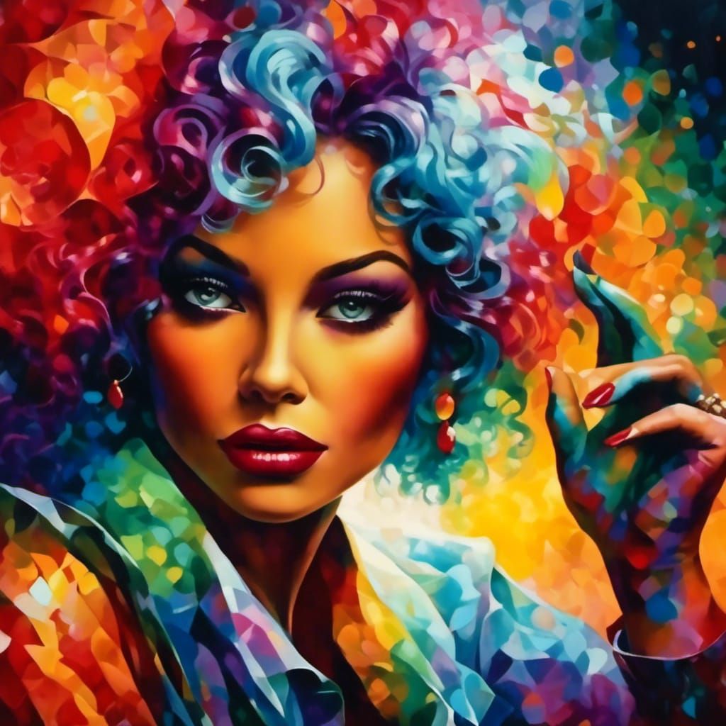 Curvy Lounge Singer in Speakeasy, Alcohol Ink Art