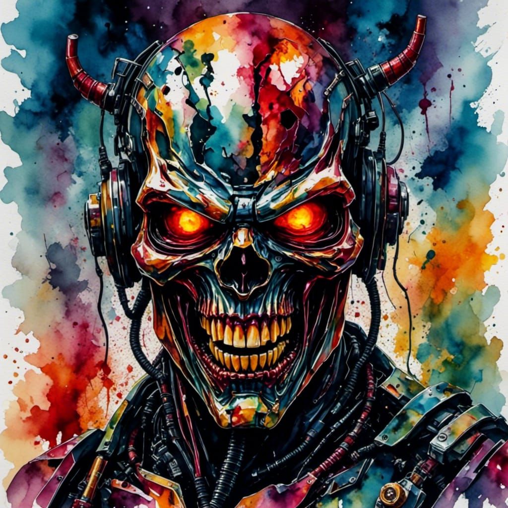 Techno Zombies in Water Ink Color Style