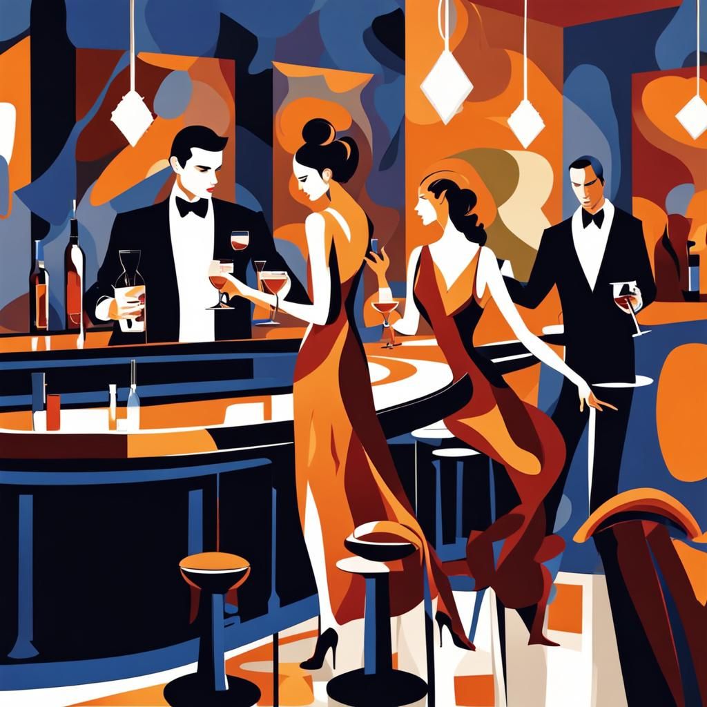 Elegant Couples Dancing in Luxurious Night Bar