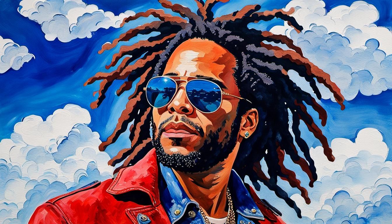 Portrait in Gouache Style of Man with Dreadlocks