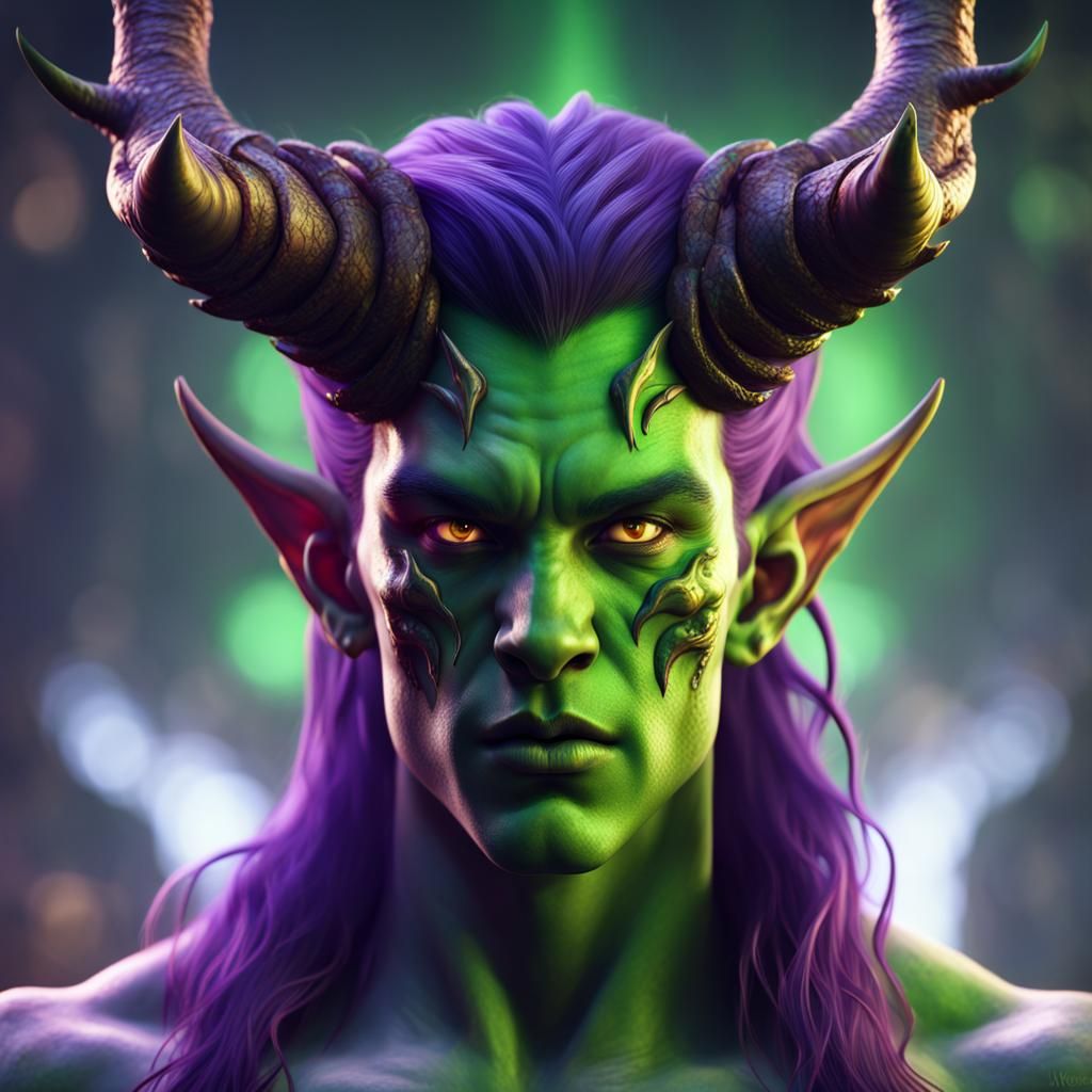 Green Demon Teen: Detailed Matte Painting in Unreal Engine