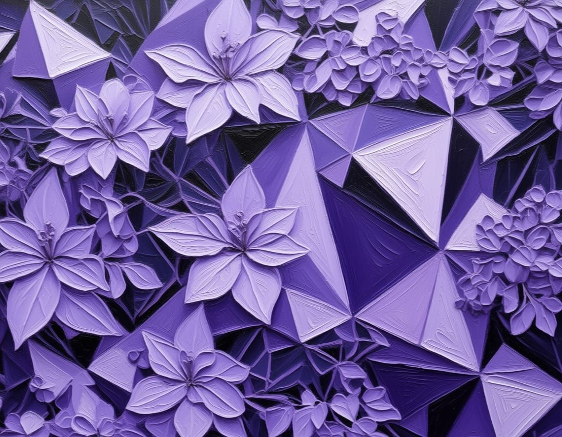 Vibrant Purple Flowers in Impasto Style