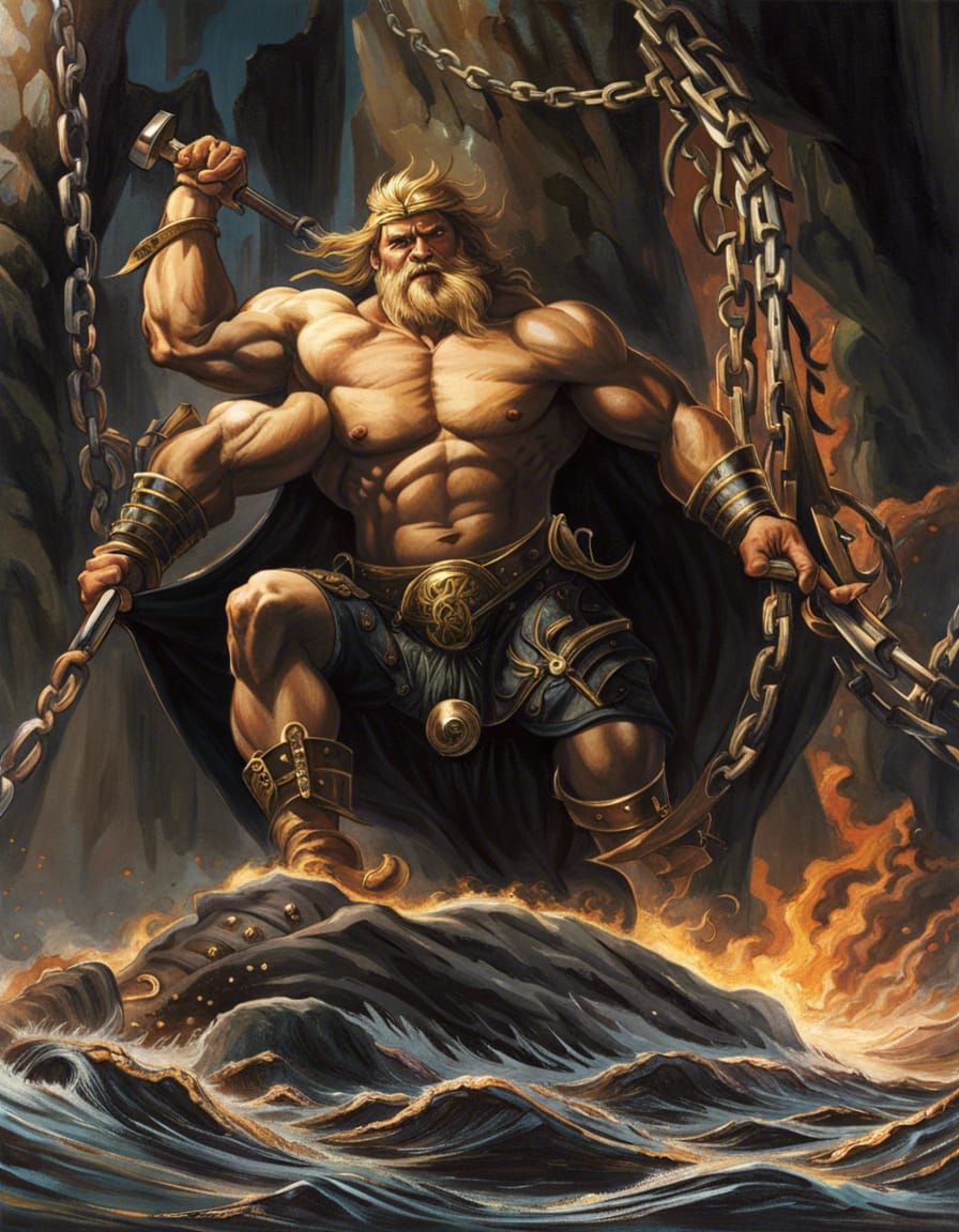 Cyclops Whipped by Norse Warriors in Hyperrealistic Style