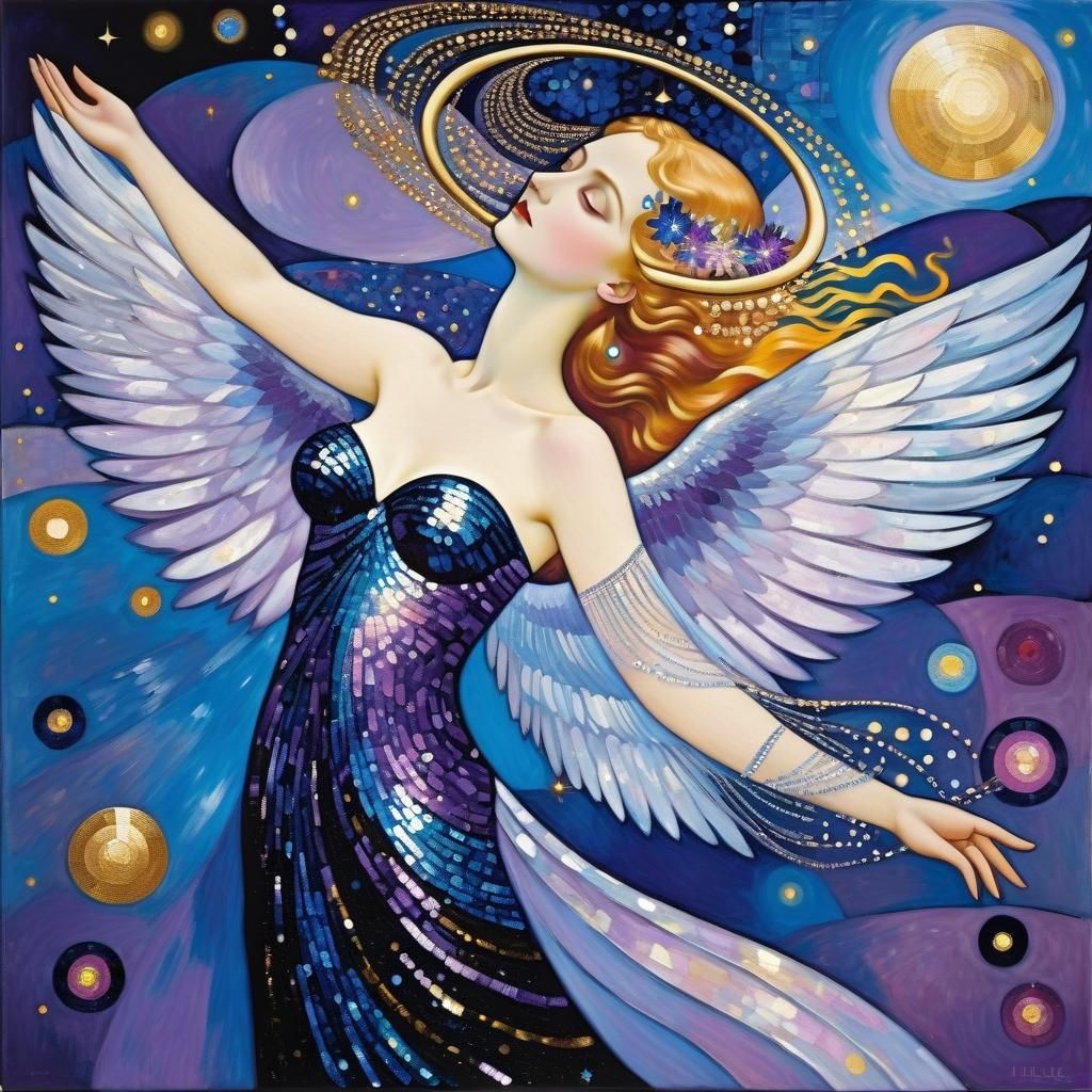 Ethereal Goddess as Glittering Fallen Angel