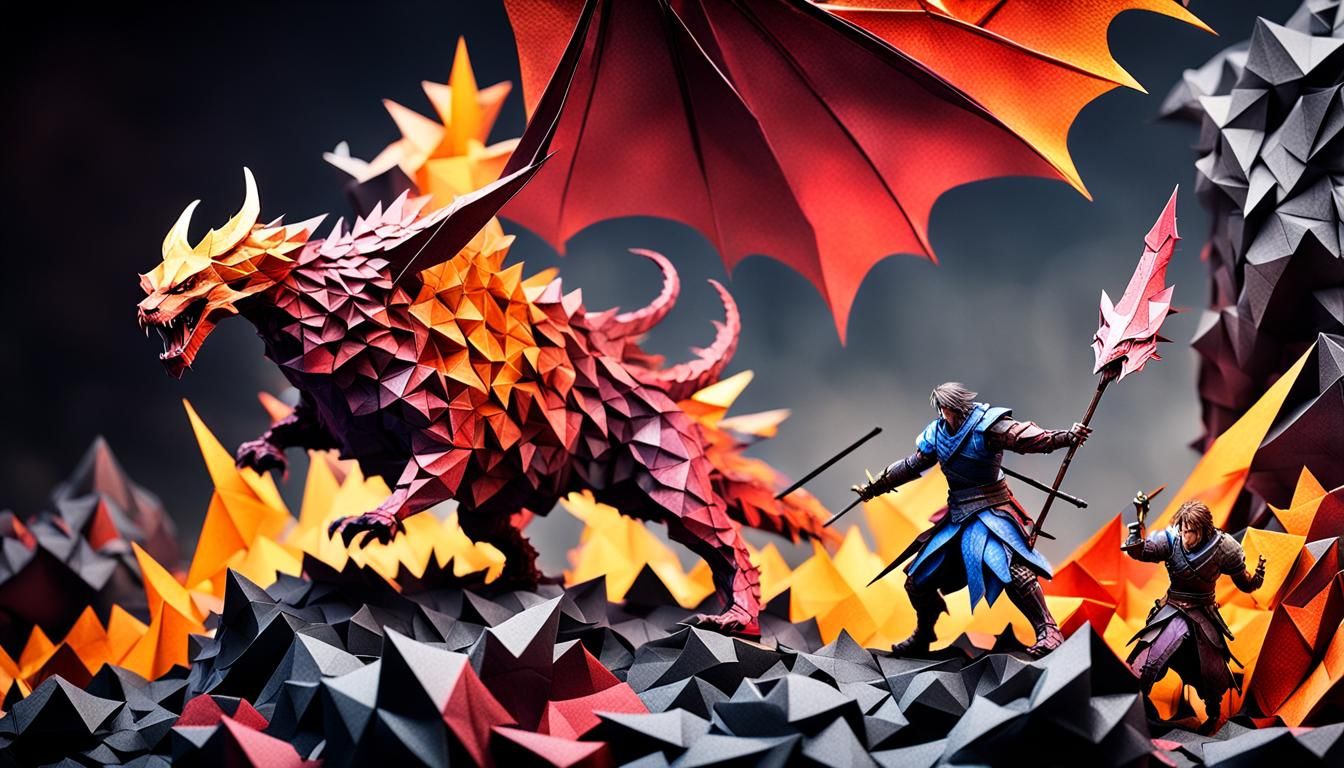 Arisen's Magic Battle: Origami Papercraft Wallpaper