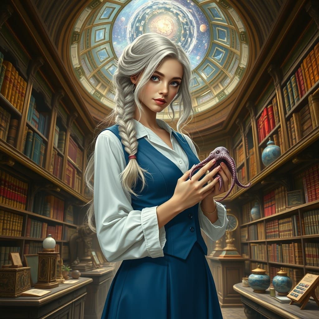 Ethereal Fantasy Maiden with Tentacled Companion