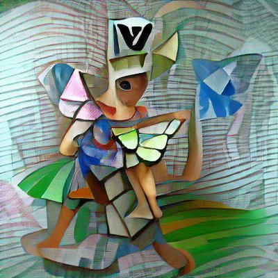 Cubist Fairy with Butterfly Wings
