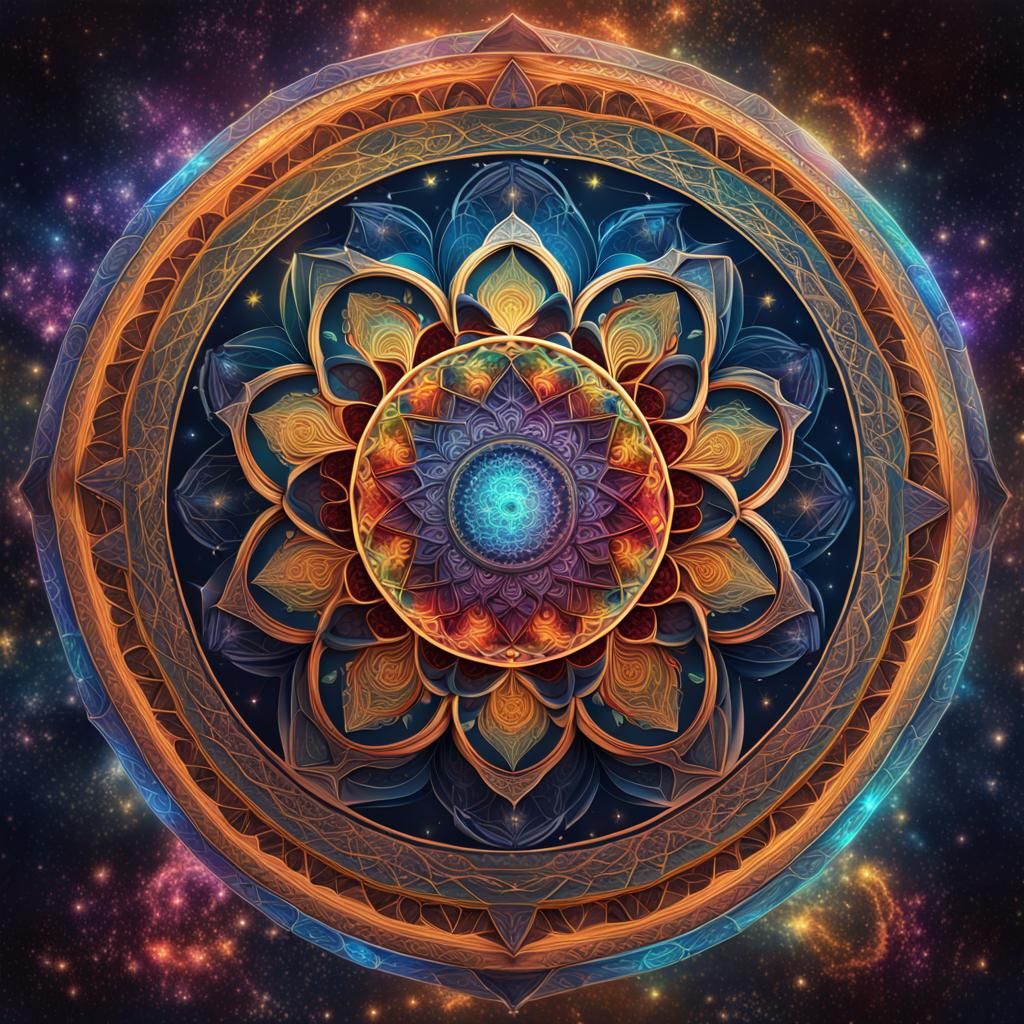 Intricate Colorful Mandalas in Sacred Geometry