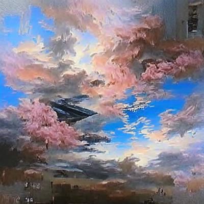 Vanilla Sky Oil Painting in the Style of Gurney