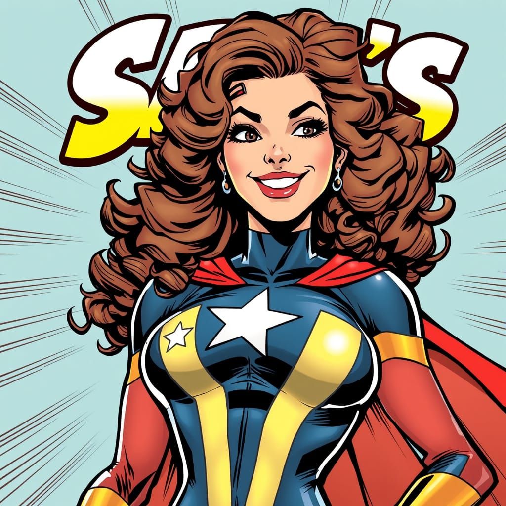 Vibrant Superheroine on Comic Book Cover in Dynamic Art Styl...