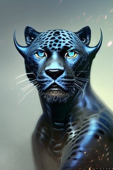 Black Jaguar Portrait: Cosmic Ethereal Art