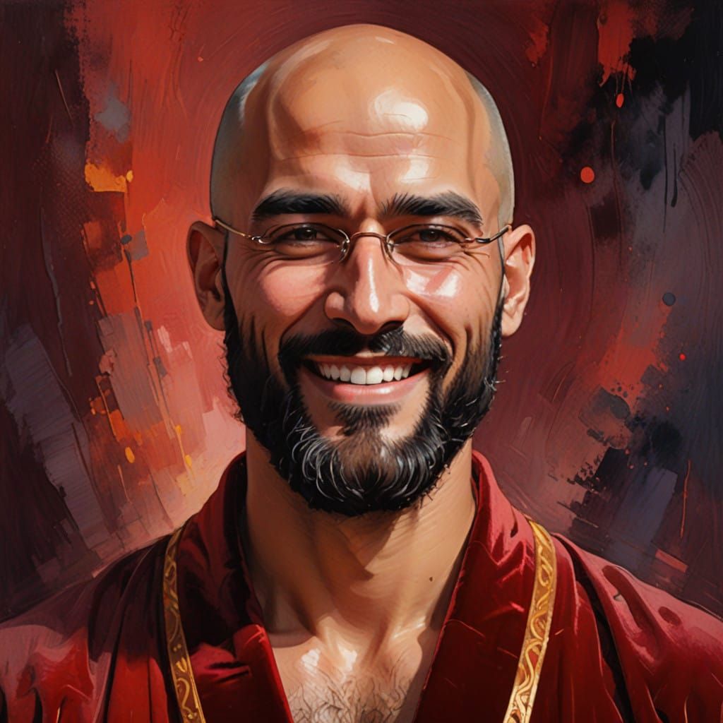 Handsome Young Man in Velvet Bathrobe