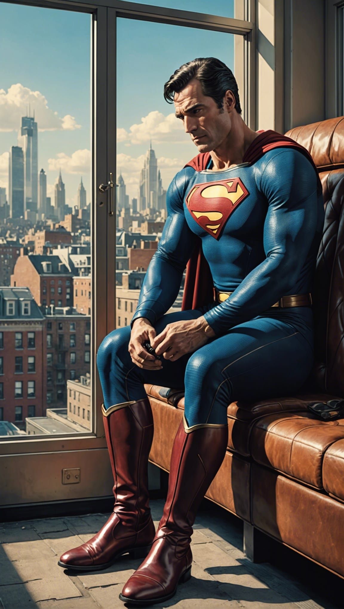 Superman's Quiet Moment: Boots On, City View