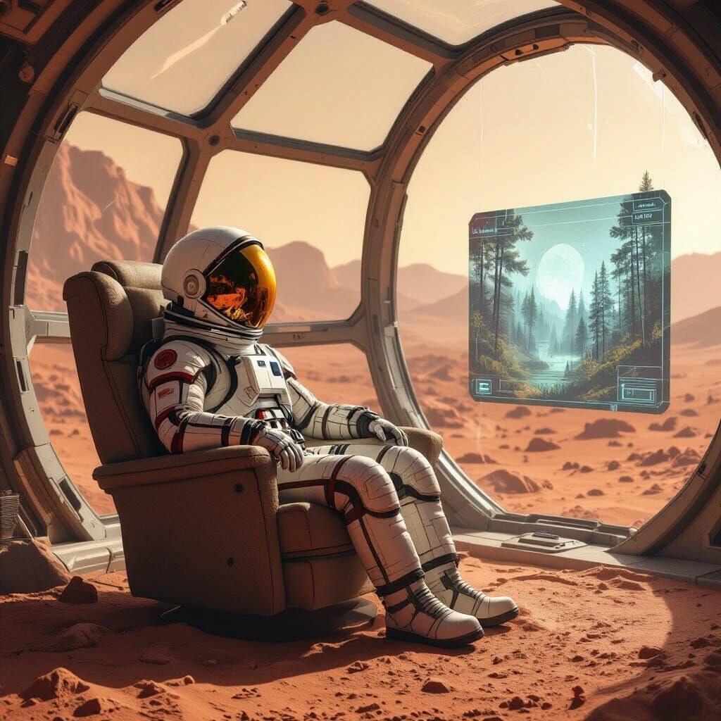Solitary Astronaut in Martian Biodome: Gritty Realism