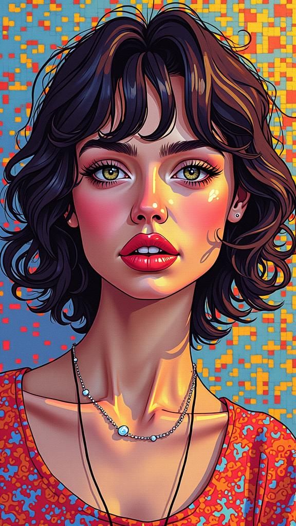 pixelated portrait of Aubrey Plaza