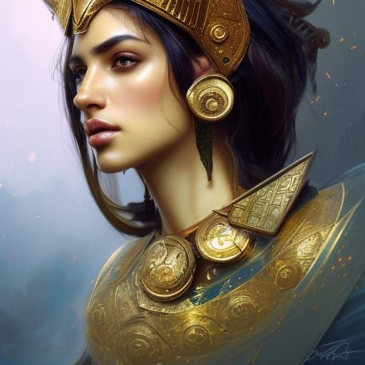Armored Persian Princess Portrait in Digital Art Style
