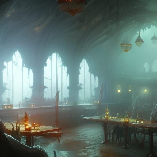 Ambient Fantasy Tavern in Dark Fantasy Style