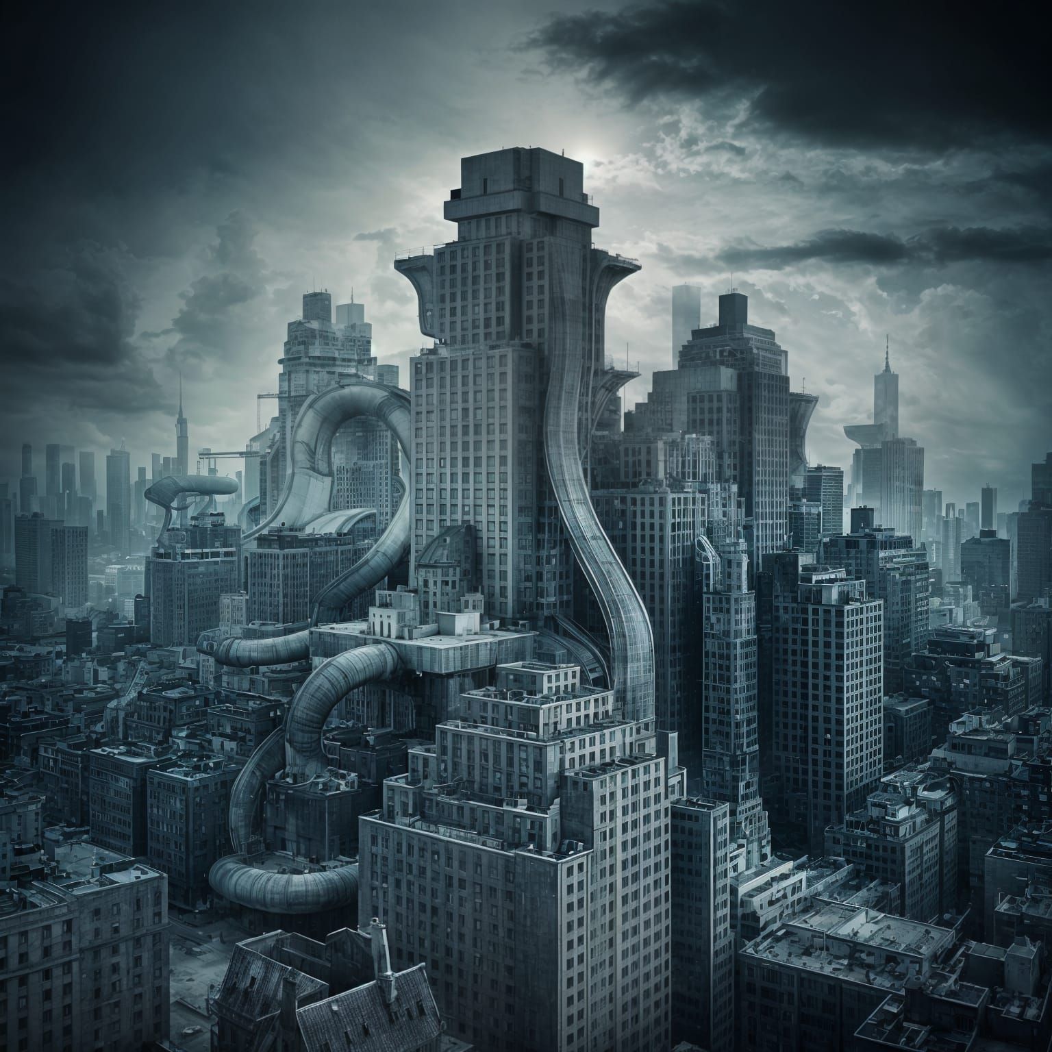 Kafkaesque City Skyline