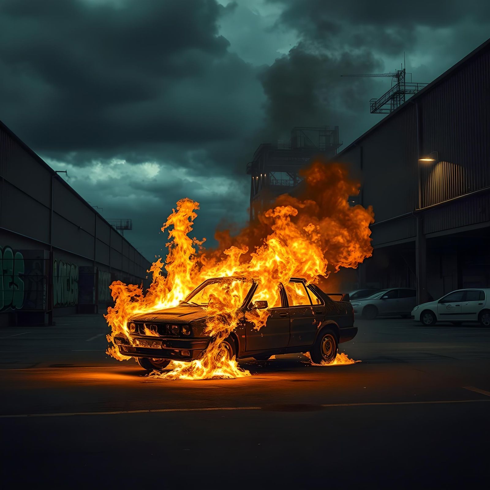 A car on fire