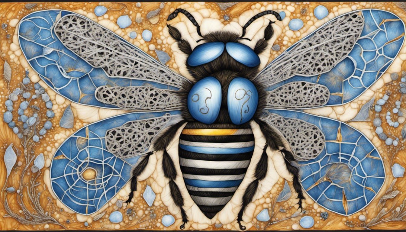 Blue Banded Bee: Quantum Zentangle Australian Flora