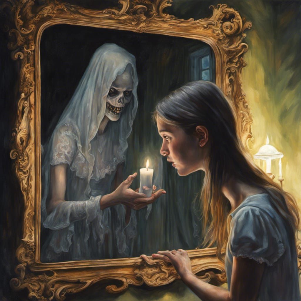 Girl Sees Ghost in Haunted Mansion Mirror
