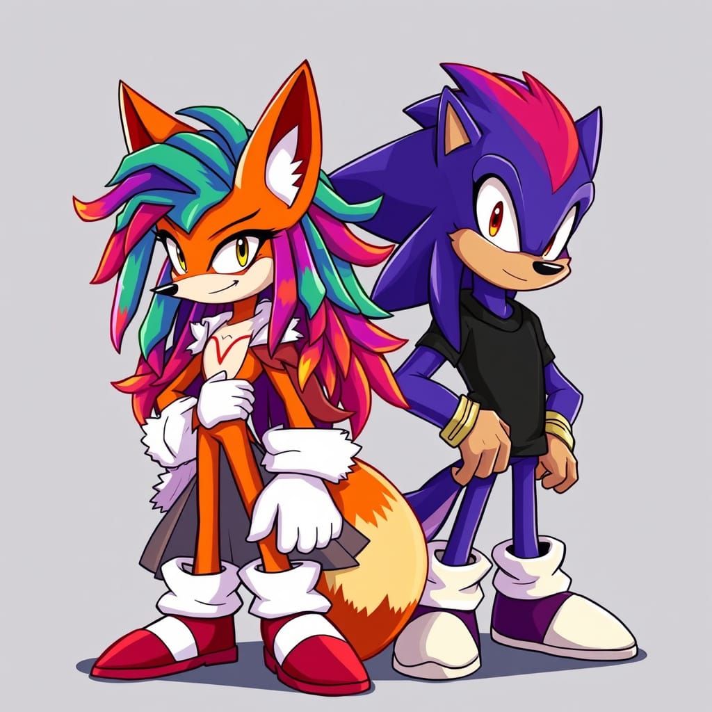 Vibrant Sonic Character Duo in Cartoonish Aesthetic