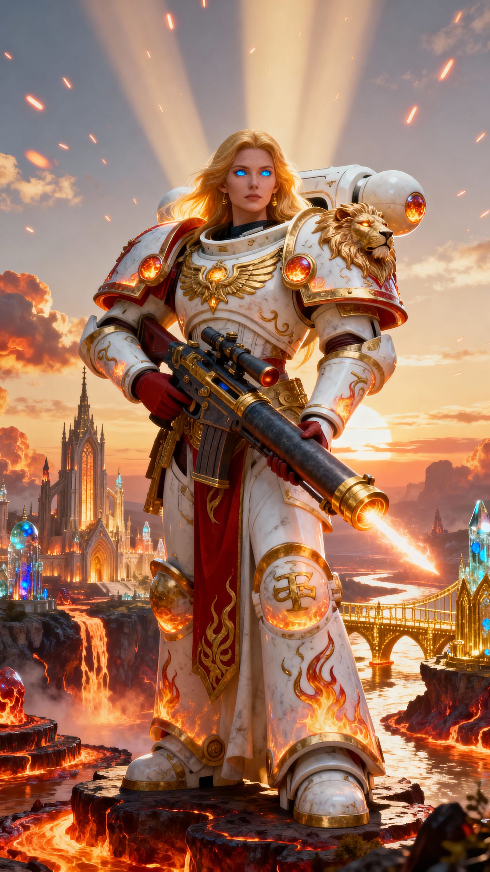 Goddess of Flame Solaris Aurea in Radiant Armor