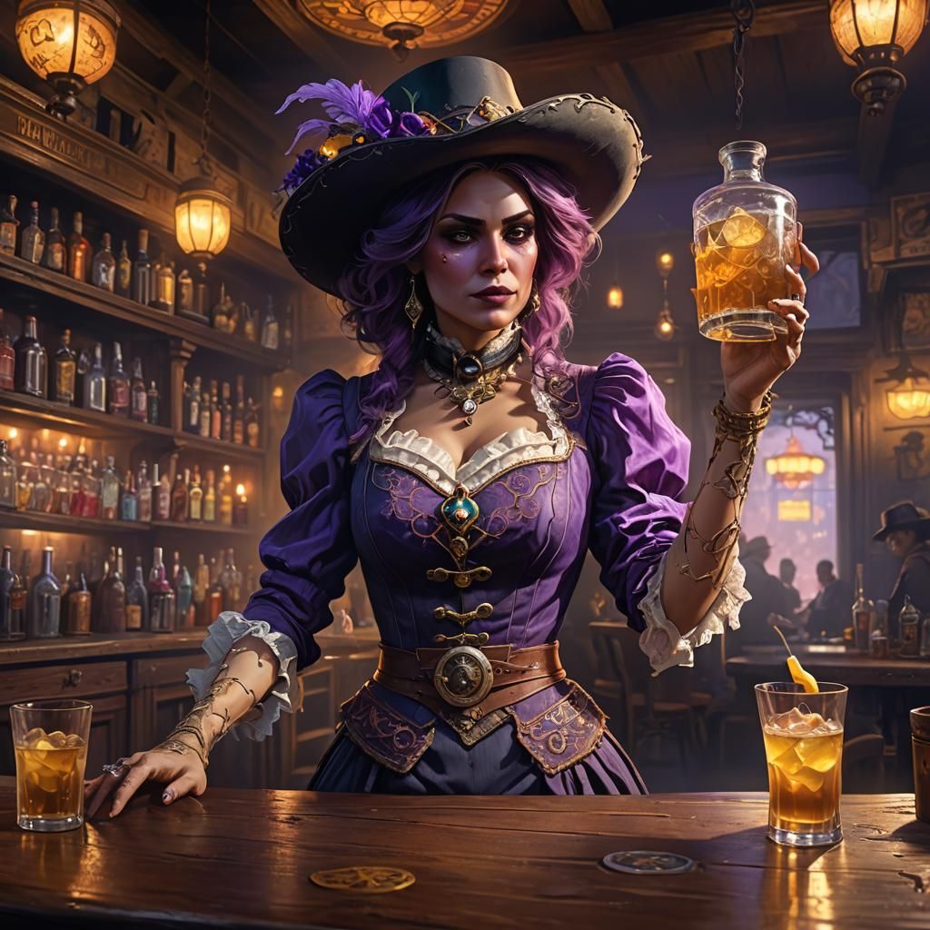 Ghost Woman Serves Drinks in Wild West Saloon