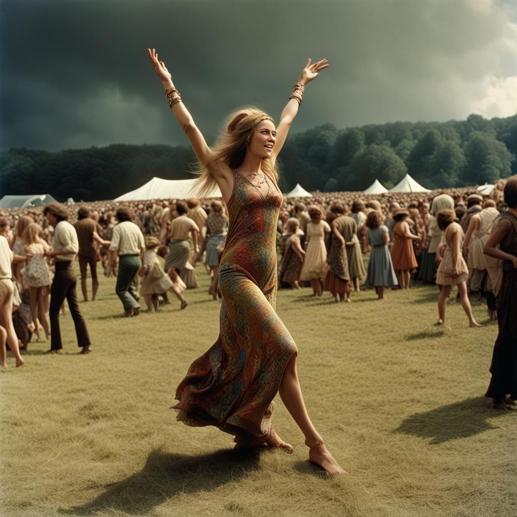Woman Dancing Ecstatically at Woodstock, 1969