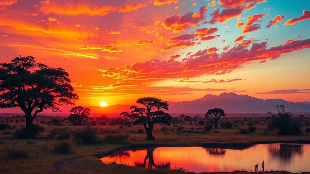 Zimbabwean Sunset: A Serene Landscape Painting