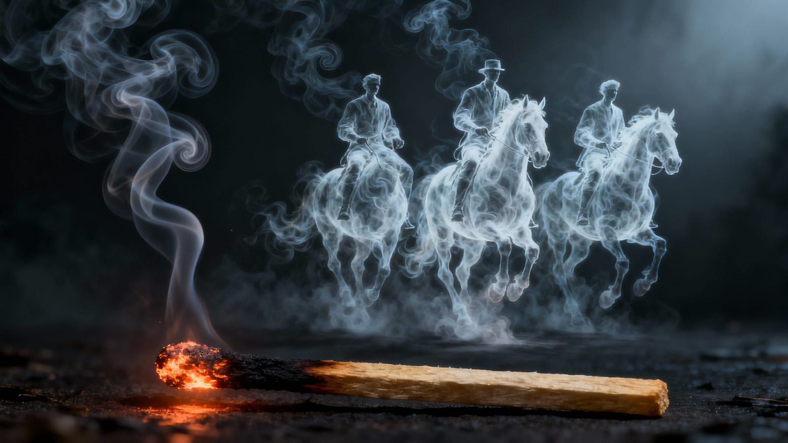 Mystic Men on Smoke Horses Emerge from Burning Match