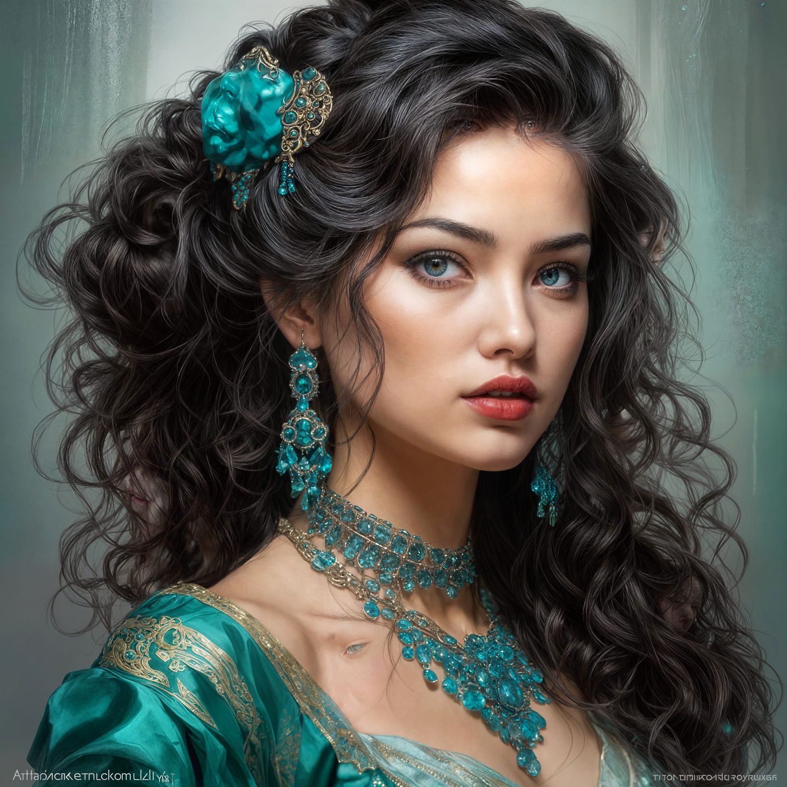 Japanese Princess Portrait in Art Nouveau Style