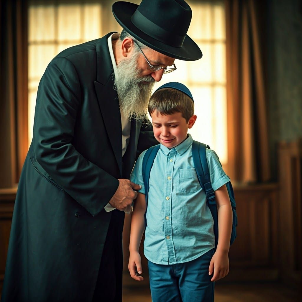 Rabbi and Young Student in Cinematic Lighting