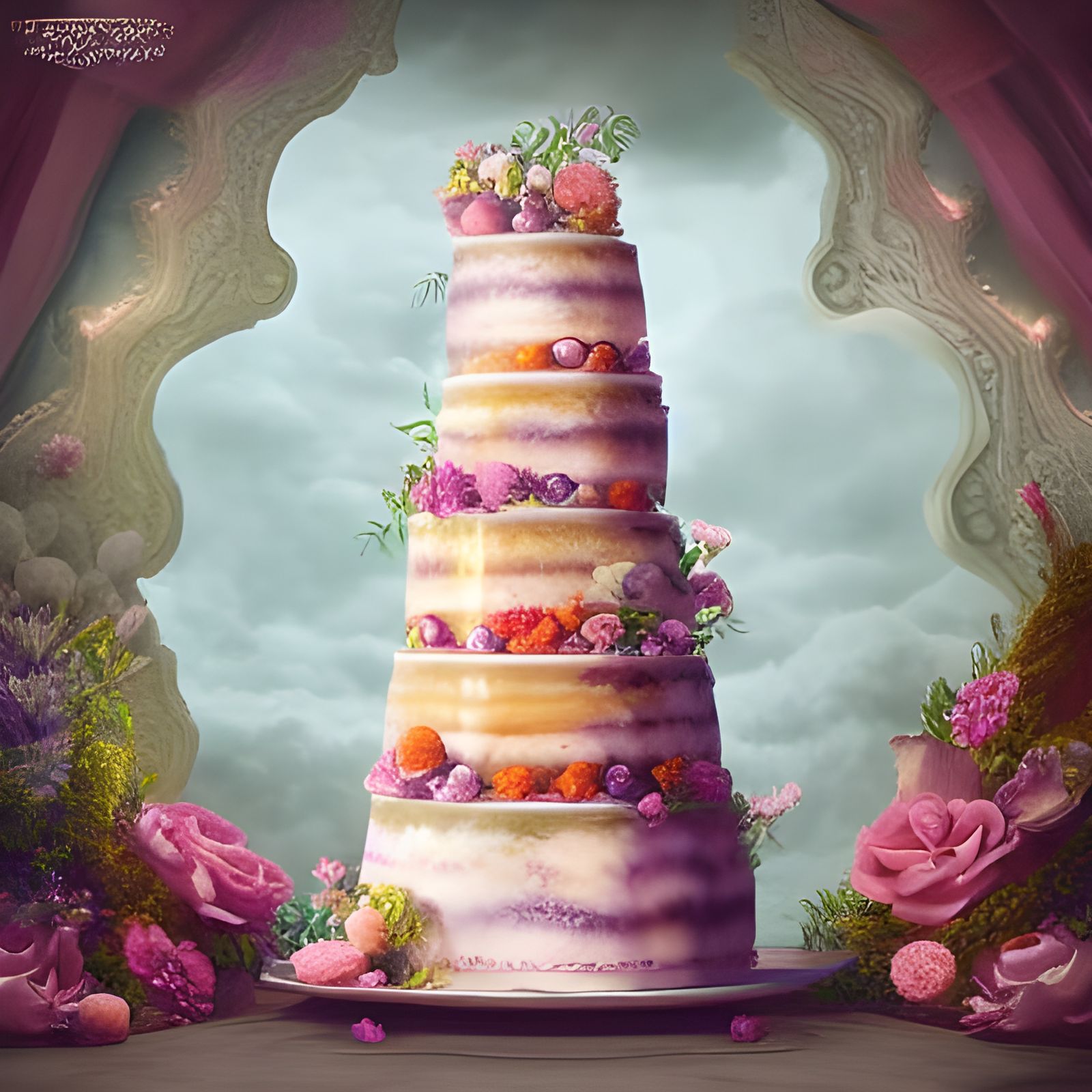 Magnificent Multi-Layer Cake Storybook Illustration