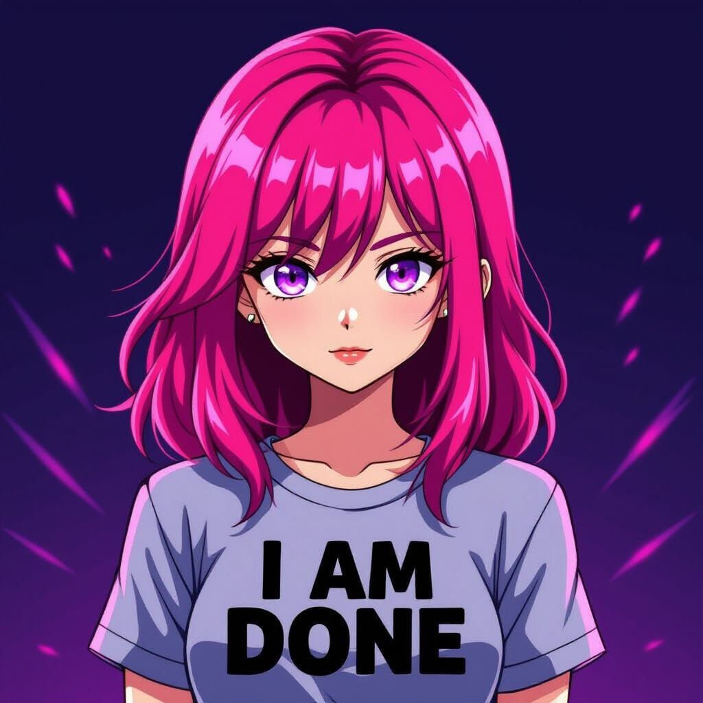 Anime Girl with Pink Hair in Manga Scan Style