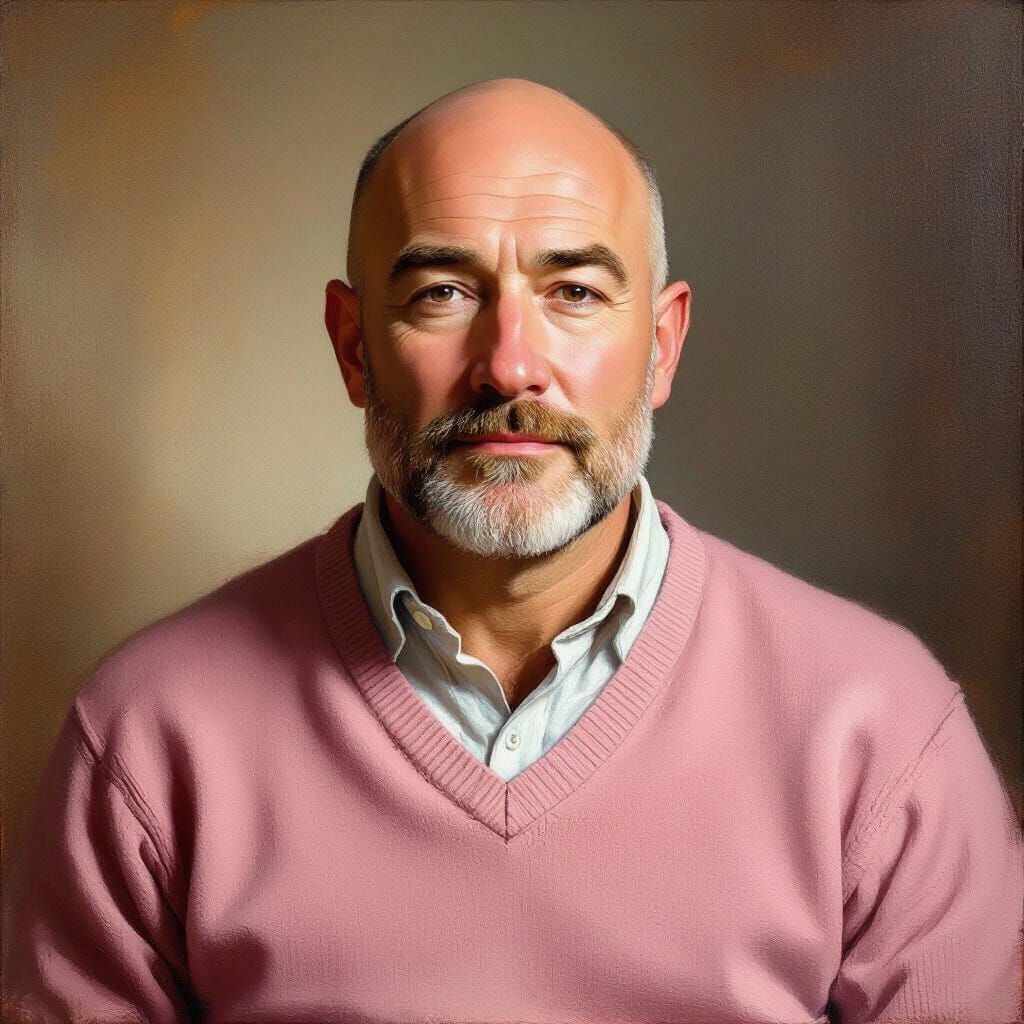 Flemish Man Portrait in Pink Sweater
