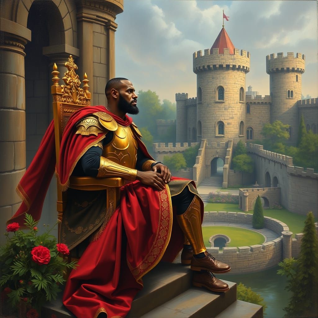Lebron James as a Regal Medieval King