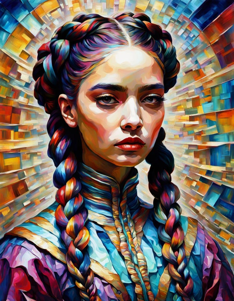 Goddess Woman in Psychedelic Landscape as Velazquez Style Oi...