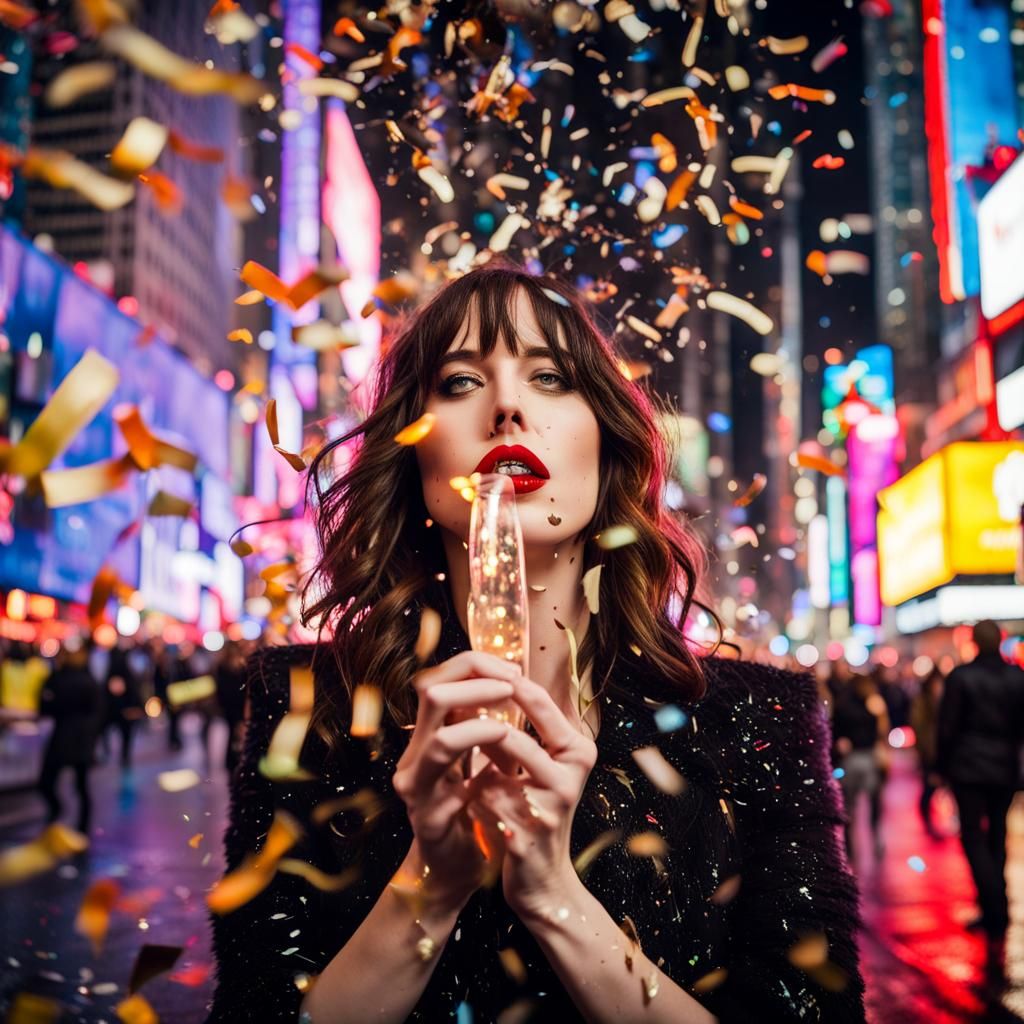 Surreal Ghost Celebrates New Year's Eve in Times Square