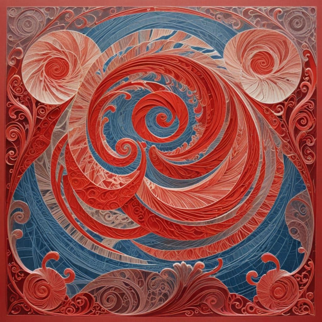 Abstract Twisting Forms in Red Hues