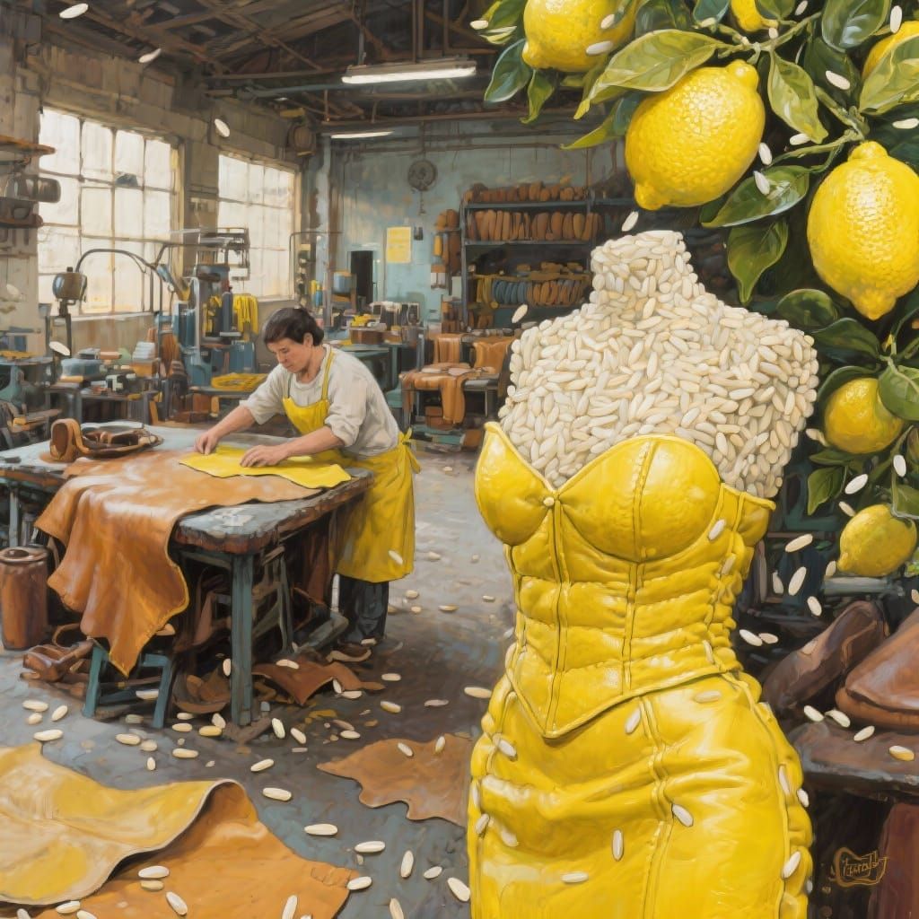 Leather Factory Painting with Rice Grain Detail